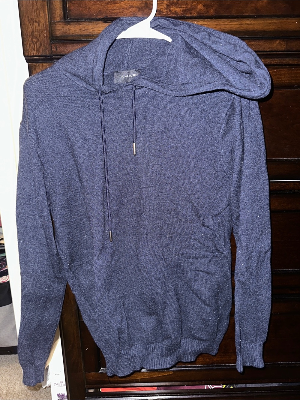 Tahari Men's Navy Hooded Sweater